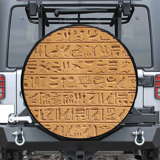 Egyptian Hieroglyphs Print Leather Spare Tire Cover