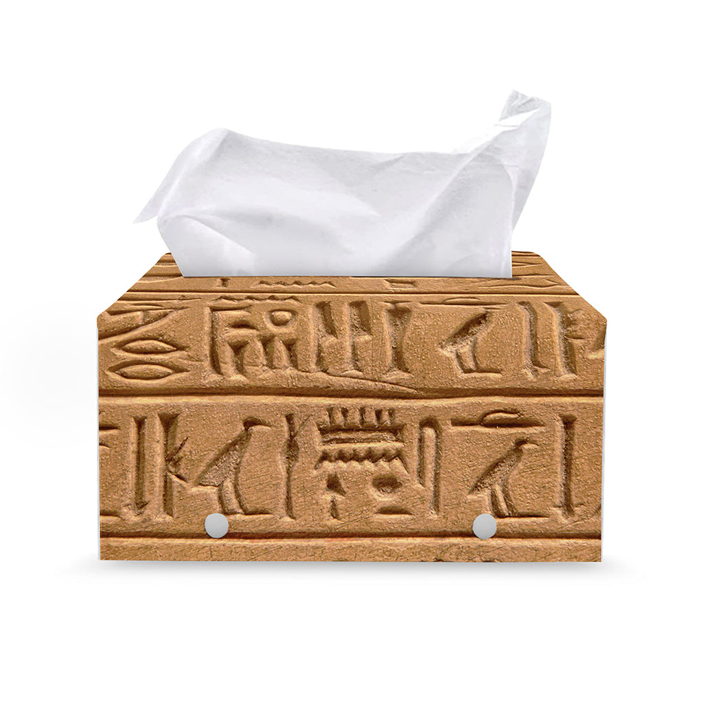 Egyptian Hieroglyphs Print Leather Tissue Box Cover