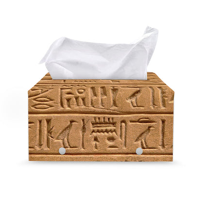 Egyptian Hieroglyphs Print Leather Tissue Box Cover