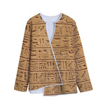 Egyptian Hieroglyphs Print Long Sleeve Short Coat