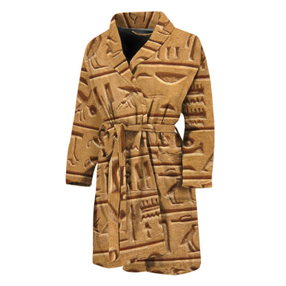 Egyptian Hieroglyphs Print Men's Bathrobe