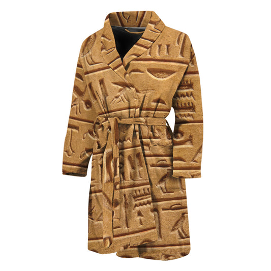 Egyptian Hieroglyphs Print Men's Bathrobe