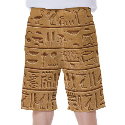 Egyptian Hieroglyphs Print Men's Beach Shorts