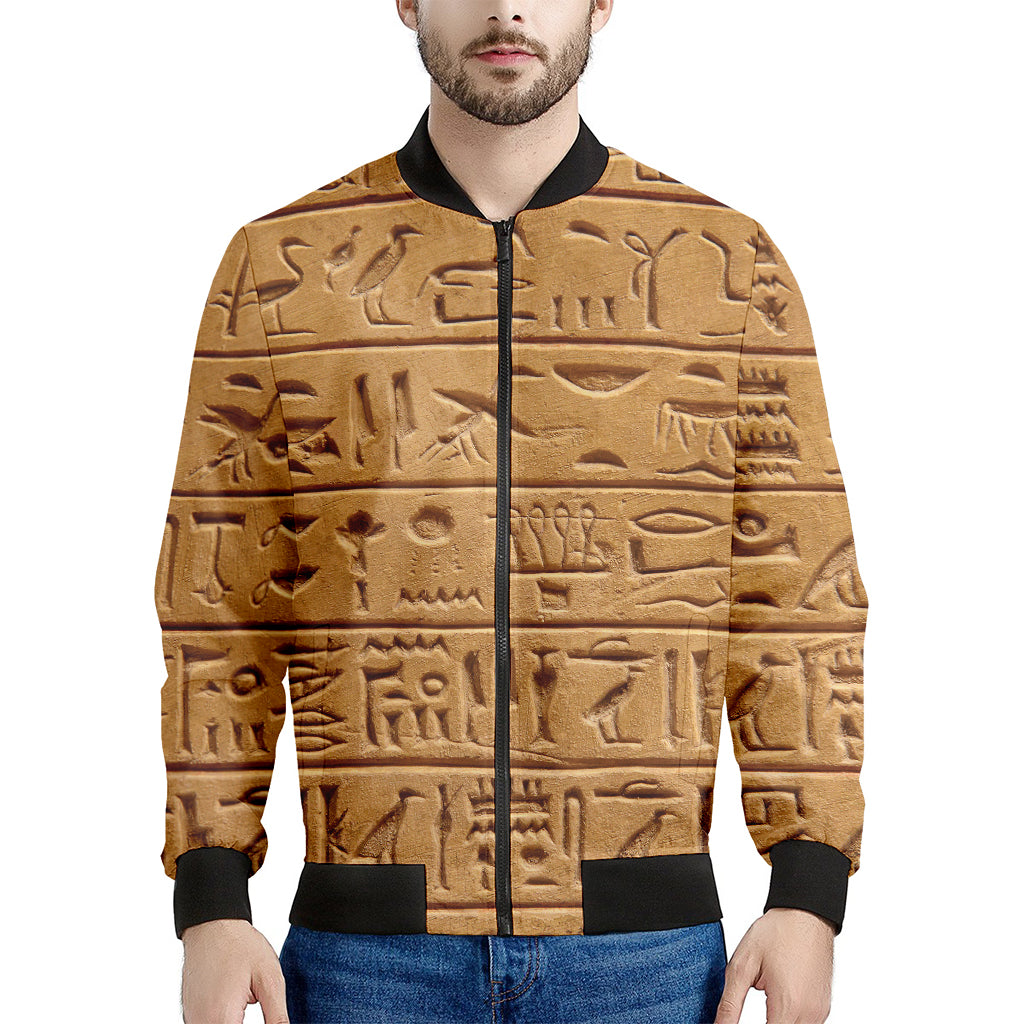 Egyptian Hieroglyphs Print Men's Bomber Jacket