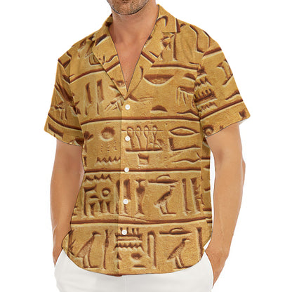 Egyptian Hieroglyphs Print Men's Deep V-Neck Shirt