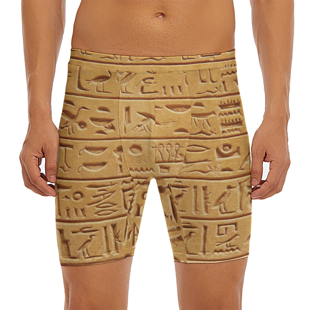 Egyptian Hieroglyphs Print Men's Long Boxer Briefs