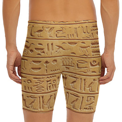 Egyptian Hieroglyphs Print Men's Long Boxer Briefs
