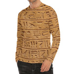 Egyptian Hieroglyphs Print Men's Long Sleeve Rash Guard