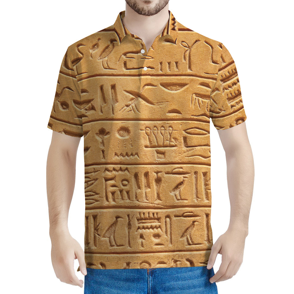 Egyptian Hieroglyphs Print Men's Polo Shirt
