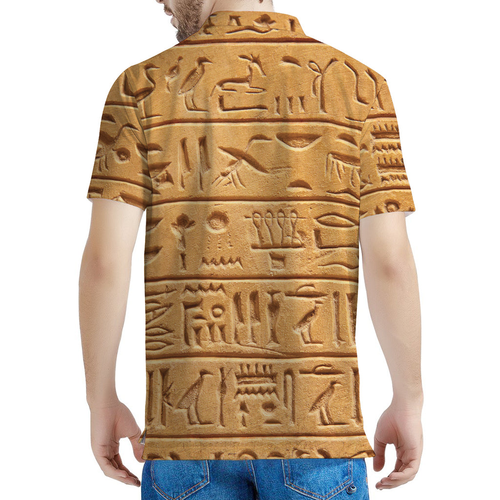 Egyptian Hieroglyphs Print Men's Polo Shirt