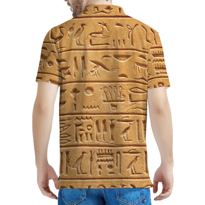 Egyptian Hieroglyphs Print Men's Polo Shirt