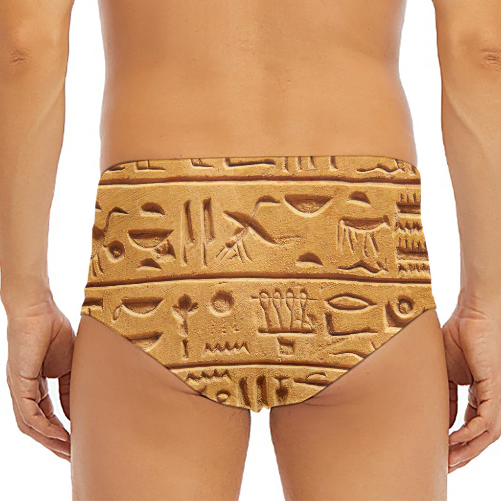 Egyptian Hieroglyphs Print Men's Triangle Swim Briefs
