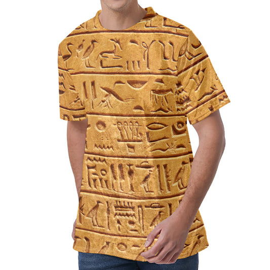 Egyptian Hieroglyphs Print Men's Velvet T-Shirt