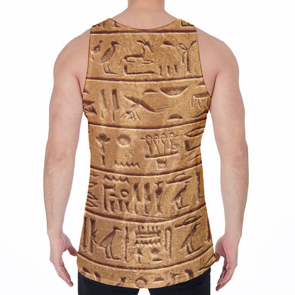 Egyptian Hieroglyphs Print Men's Velvet Tank Top