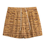Egyptian Hieroglyphs Print Mesh Shorts