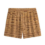 Egyptian Hieroglyphs Print Mesh Shorts