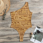Egyptian Hieroglyphs Print One Shoulder Bodysuit