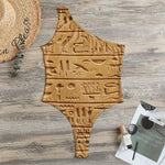 Egyptian Hieroglyphs Print One Shoulder Bodysuit