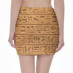 Egyptian Hieroglyphs Print Pencil Mini Skirt