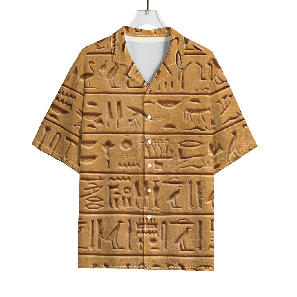 Egyptian Hieroglyphs Print Rayon Hawaiian Shirt