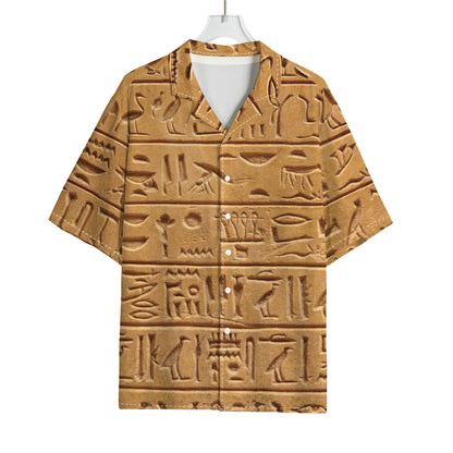 Egyptian Hieroglyphs Print Rayon Hawaiian Shirt