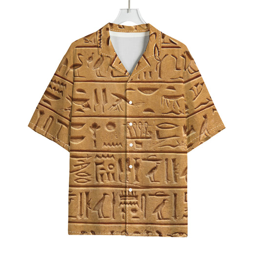 Egyptian Hieroglyphs Print Rayon Hawaiian Shirt