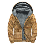 Egyptian Hieroglyphs Print Sherpa Lined Zip Up Hoodie