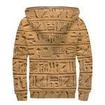 Egyptian Hieroglyphs Print Sherpa Lined Zip Up Hoodie
