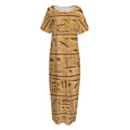 Egyptian Hieroglyphs Print Short Sleeve Long Nightdress