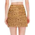 Egyptian Hieroglyphs Print Side Slit Mini Skirt