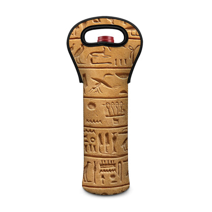 Egyptian Hieroglyphs Print Single Neoprene Wine Tote