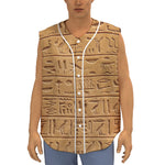 Egyptian Hieroglyphs Print Sleeveless Baseball Jersey