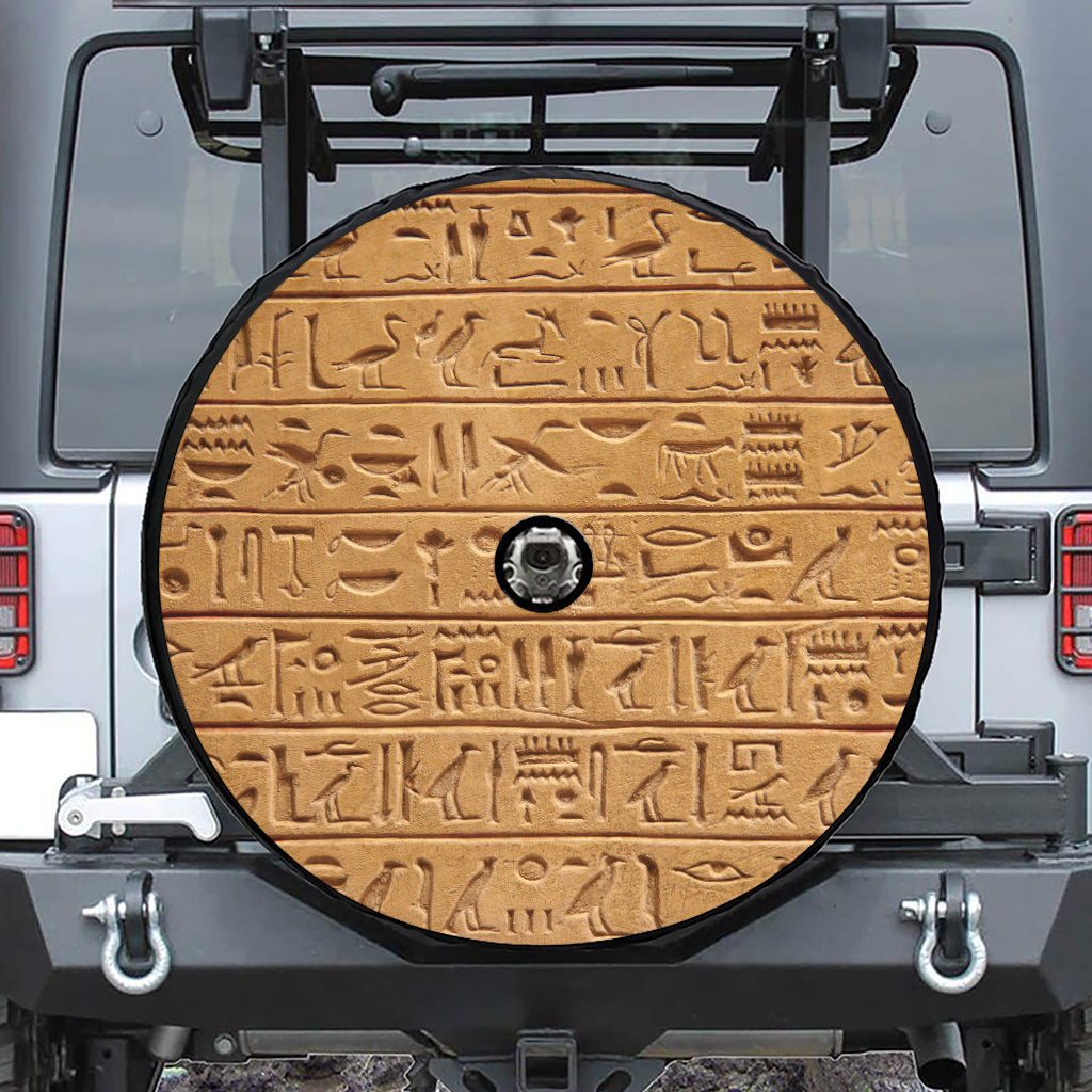 Egyptian Hieroglyphs Print Tire Cover With Camera Hole