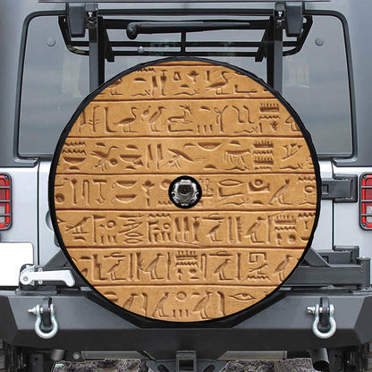 Egyptian Hieroglyphs Print Tire Cover With Camera Hole