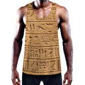 Egyptian Hieroglyphs Print Men's Workout Tank Top