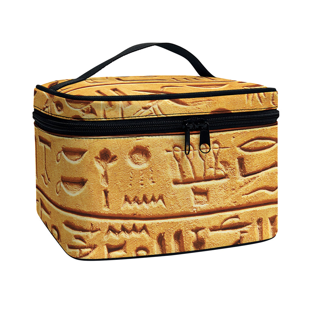 Egyptian Hieroglyphs Print Travel Makeup Bag