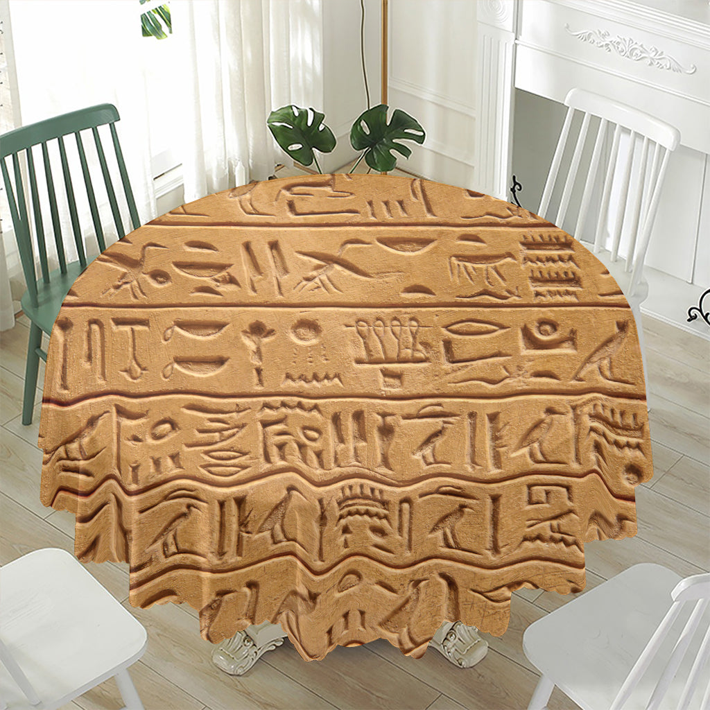 Egyptian Hieroglyphs Print Waterproof Round Tablecloth