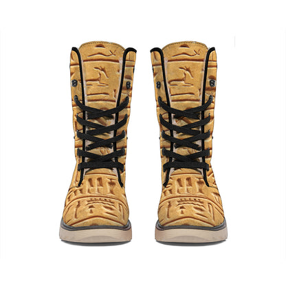 Egyptian Hieroglyphs Print Winter Boots