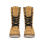 Egyptian Hieroglyphs Print Winter Boots