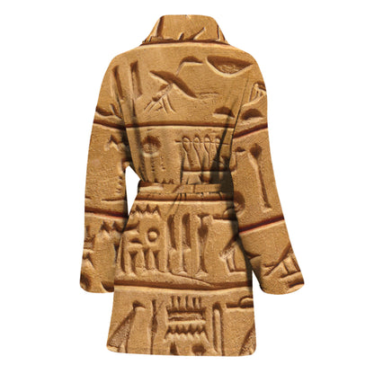 Egyptian Hieroglyphs Print Women's Bathrobe