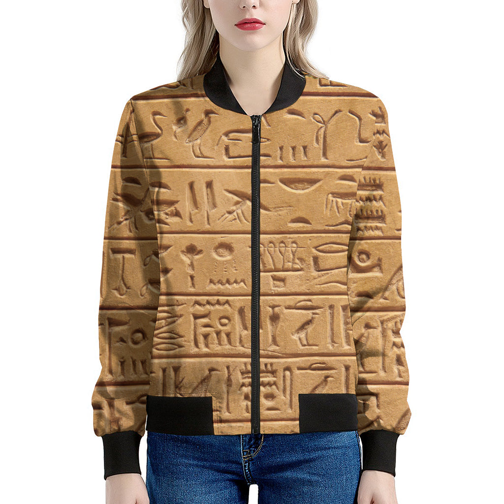 Egyptian Hieroglyphs Print Women's Bomber Jacket