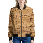 Egyptian Hieroglyphs Print Women's Bomber Jacket