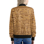 Egyptian Hieroglyphs Print Women's Bomber Jacket