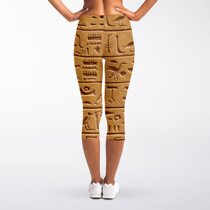 Egyptian Hieroglyphs Print Women's Capri Leggings