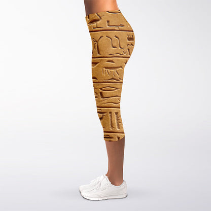 Egyptian Hieroglyphs Print Women's Capri Leggings