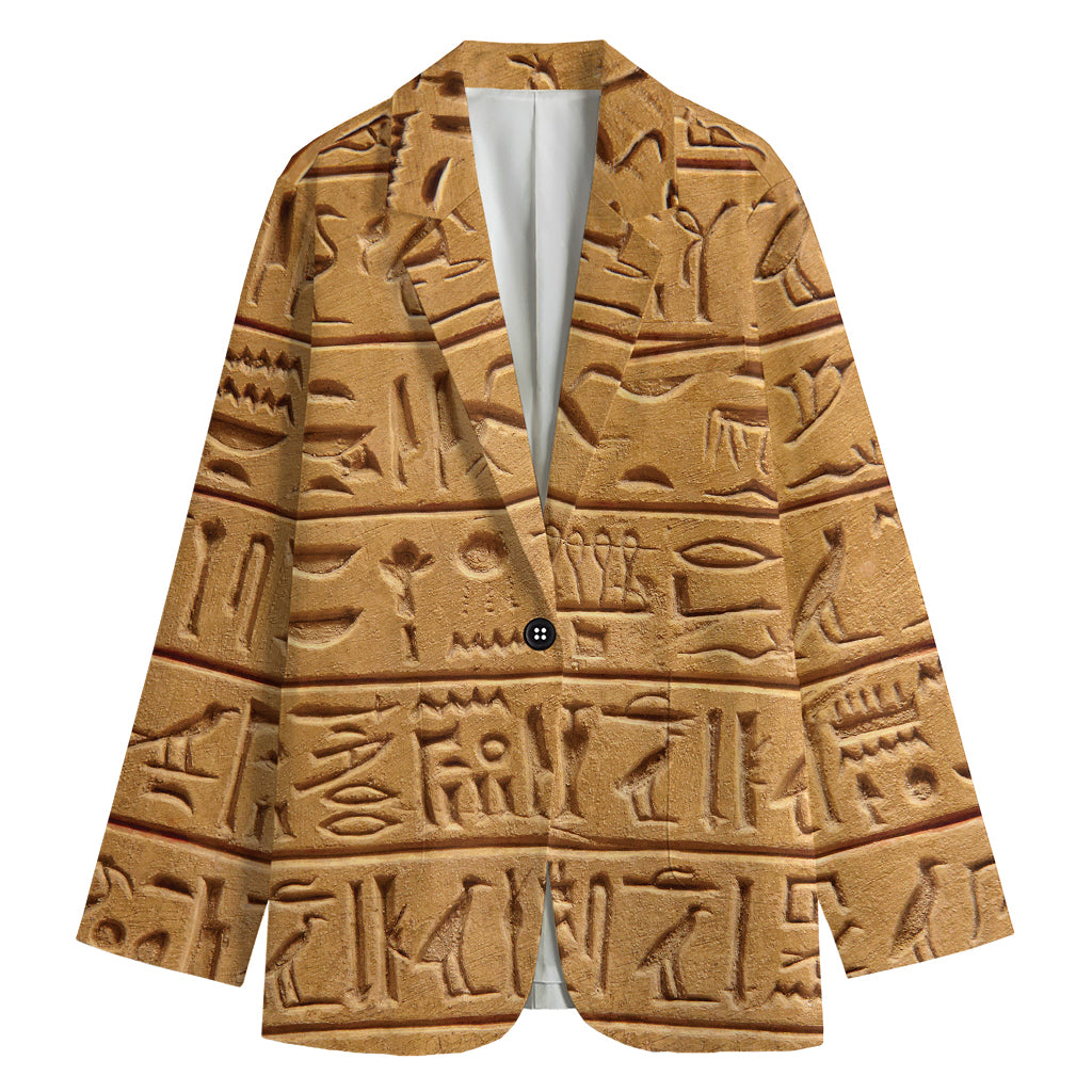 Egyptian Hieroglyphs Print Women's Cotton Blazer