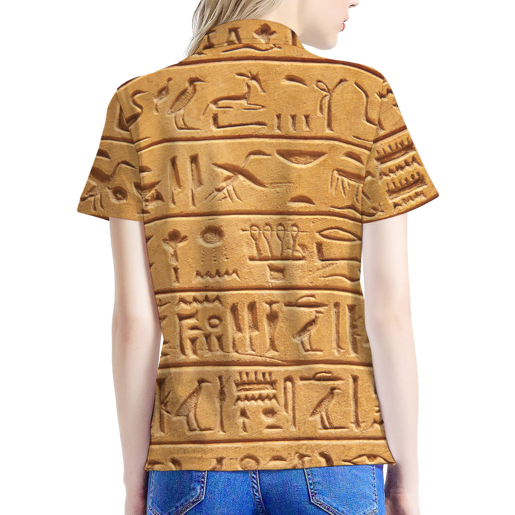 Egyptian Hieroglyphs Print Women's Polo Shirt
