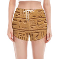 Egyptian Hieroglyphs Print Women's Split Running Shorts