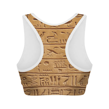 Egyptian Hieroglyphs Print Women's Sports Bra