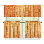 Egyptian Hieroglyphs Symbol Print 3 Piece Kitchen Curtains
